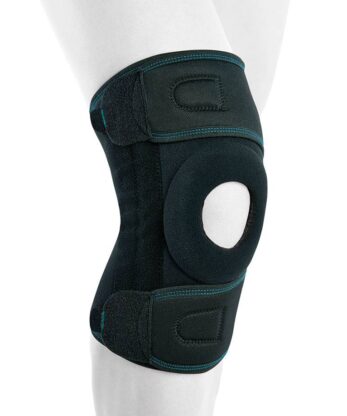 Image of a woman wearing the Actius Wrap-around Knee Brace with Side Reinforcements.