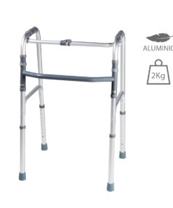 Le déambulateur pliant en aluminium, le Articulated and Retractable 3-Bar Walker, a des jambes réglables et une capacité de poids symbolique de 2 kg.