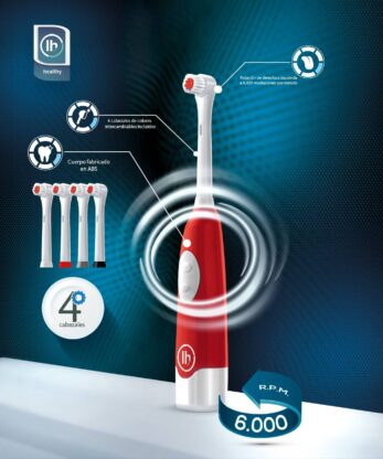 La brosse à dents électrique Clean, rouge et blanche avec des caractéristiques distinctives.