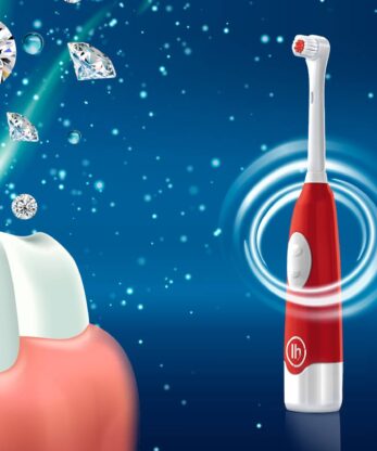 A Clean Electric Toothbrush with diamonds flying around.