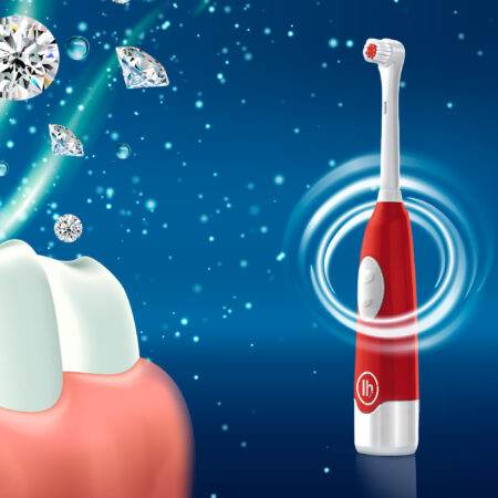 Une brosse à dents électrique propre avec des diamants qui volent autour.