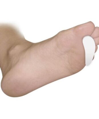 Person's foot with claw and hammer toe protector.