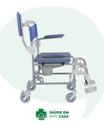 Descripción: Silla de baño de acero inoxidable Antarctica con ruedas y globo parlante.