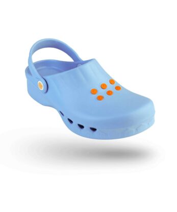 Zuecos WOCK Nube con lunares naranjas.