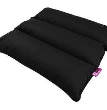 Description: The Saniluxe Tri-Core Black Pillow on a white background.