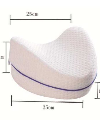 Un cojín ortopédico para piernas con medidas.