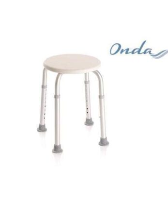 Un taburete de baño redondo Moretti blanco con la palabra wave.