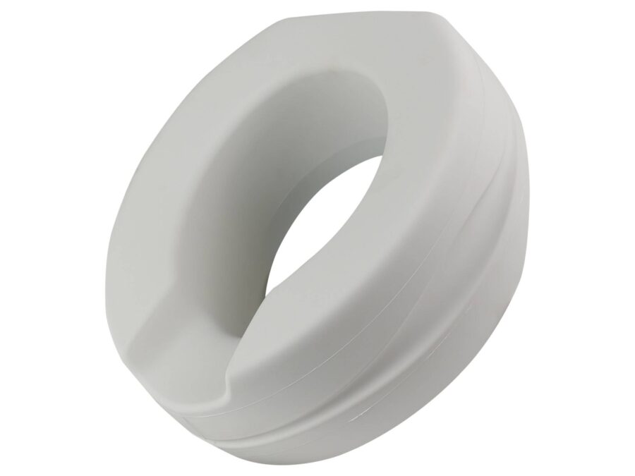 White toilet seat on white background with 10cm Foam Toilet Lift.