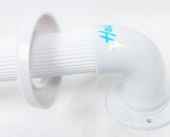 Handle Bar Tubo de plástico blanco de 33 cm con letras azules, también conocido como Handle Bar.