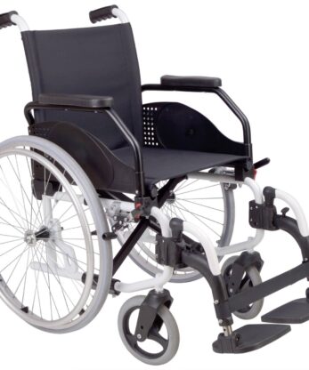 Latin Alloy Wheelchair in black and white on a white background.