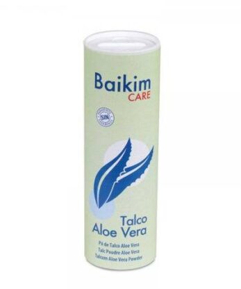 Un tubo de polvos de talco de Aloe Vera.