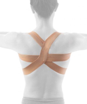 Vista posterior de una mujer que lleva un Corrector de Espalda Elástico.