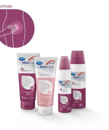 Un pack contenant un flacon de Molicare Skin Dermoprotective Cream avec de l'oxyde de zinc 200ml et un flacon de lotion.