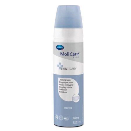 Desodorante spray MoliCare Skin Mousse de Limpeza 400ml sobre fundo branco.