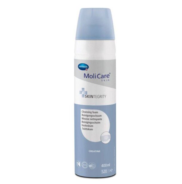 MoliCare Skin Mousse Cleansing Deodorant Spray 400ml sur fond blanc.