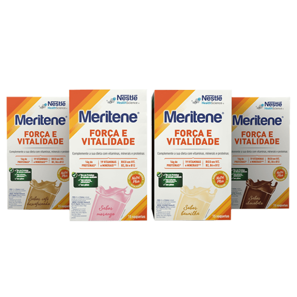 Quatre boîtes de Nestlé Meritene Force et Vitalité - 450g.