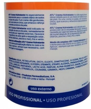 A bottle of ATL Moisturizing Cream 1L with a Moisturizing Cream label.