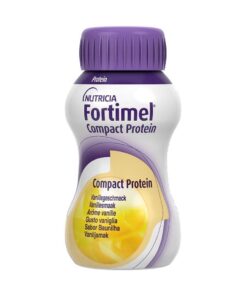 Uma garrafa de Fortimel Compact Protein Baunilha 4x125ml.