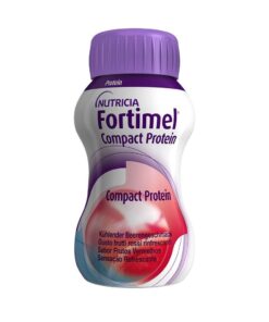 Un flacon de Fortimel Compact Protein Red Fruits 4x125 ml.