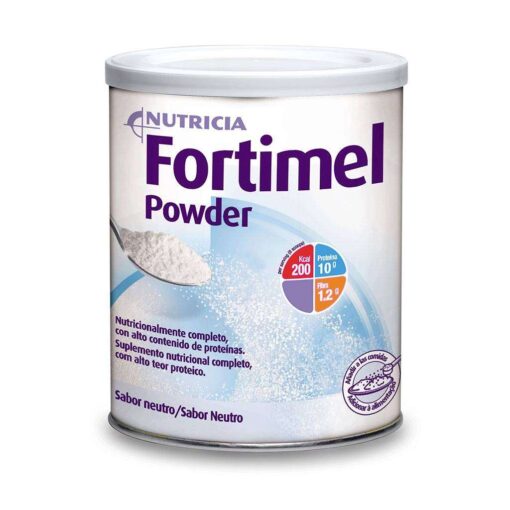 Lata de Fortimel Pó Neutro 335g sobre fundo branco.