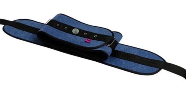 A blue belt with a black buckle from Ironclip.