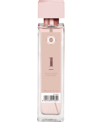 Frasco de perfume IAP PHARMA 1 ORIENTAL con etiqueta rosa.