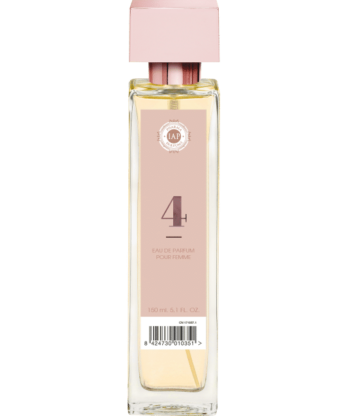 Frasco de perfume PHARMA 04 FLORAL con etiqueta rosa.