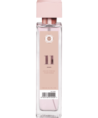 Frasco de perfume IAP PHARMA 11 FRUITY con etiqueta rosa.