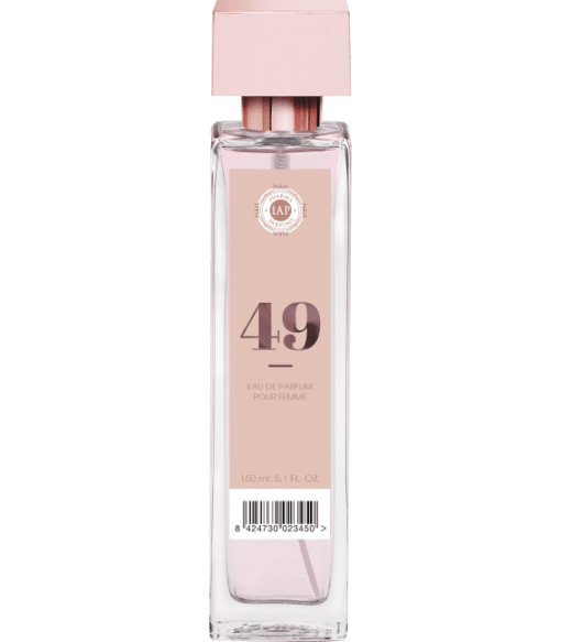 Um frasco de IAP PHARMA 49 FLORAL edp para mulheres sobre fundo branco.