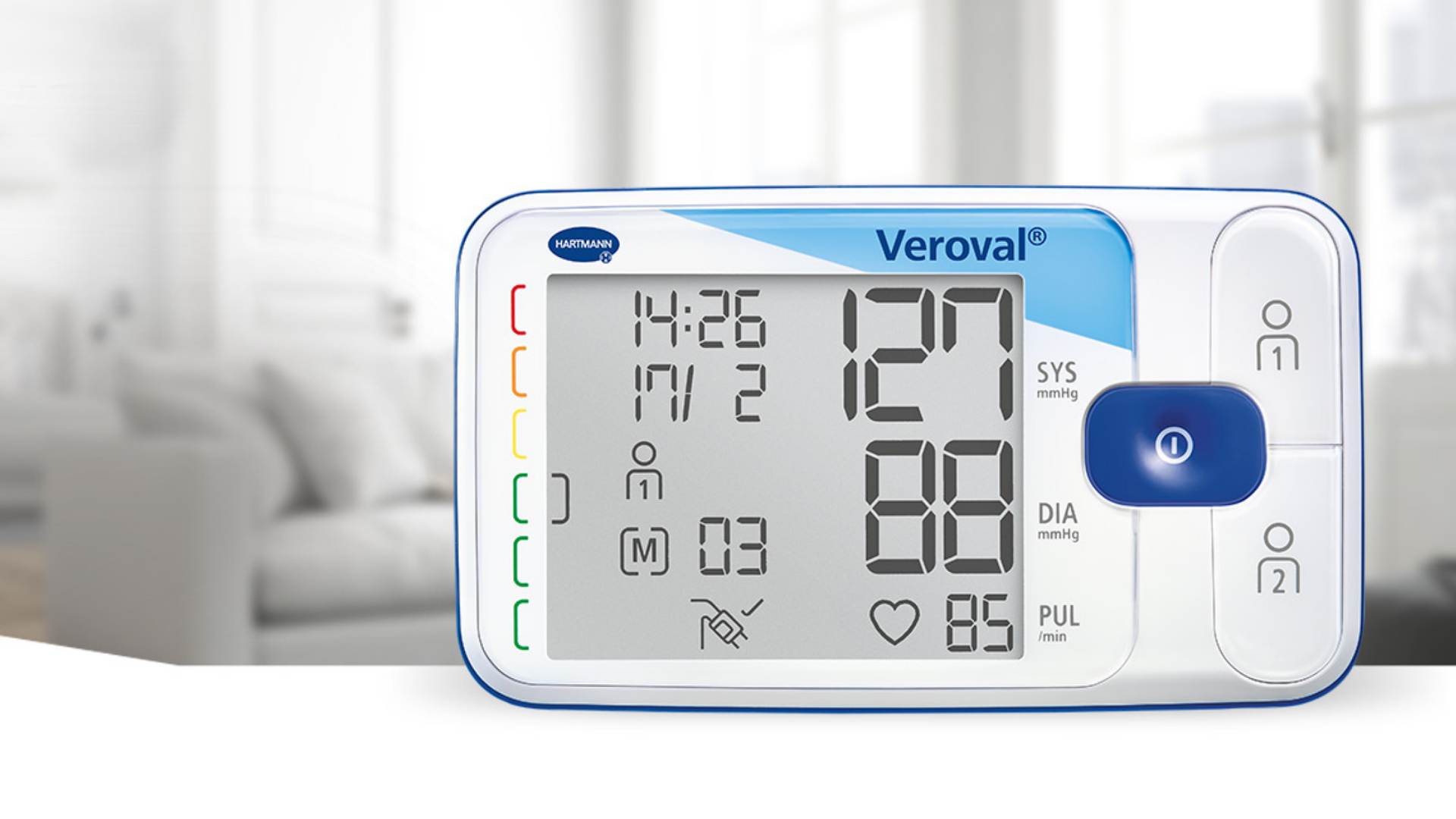 A blood pressure monitor in a living room.