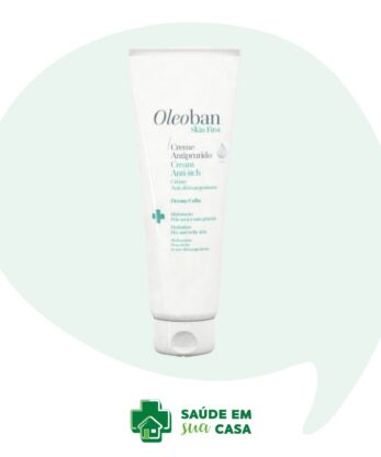 Un tubo de Oleoban Crema Antipicazón 100g con un globo blanco.