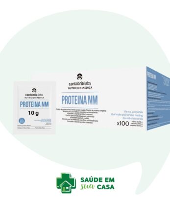 Una caja de NM PROTEIN con etiqueta.