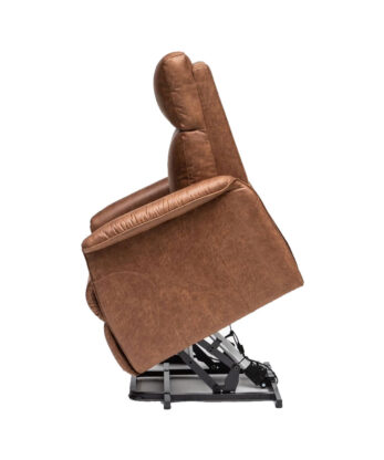 The Evoluxion Evosofy Electric Sofa is displayed in an elevated position, showing off its mechanical base.