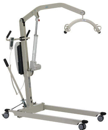 La grúa Vassilli 10.77A es una grúa de transferencia eléctrica con base regulable, ruedas dobles con freno y brazo con actuador eléctrico, que garantiza transferencias seguras y cómodas para usuarios de hasta 150 kg.